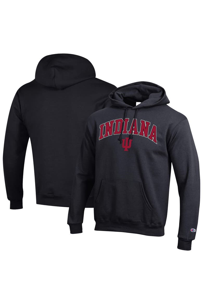 Men's Champion  Black Indiana Hoosiers Arch Over Logo Pullover Hoodie, Alternate, color, Black