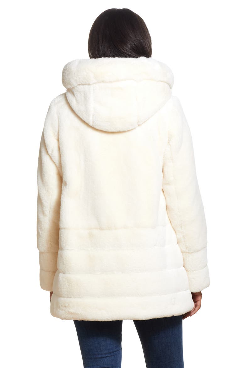 Hooded Faux Fur Coat, Alternate, color, CREAM