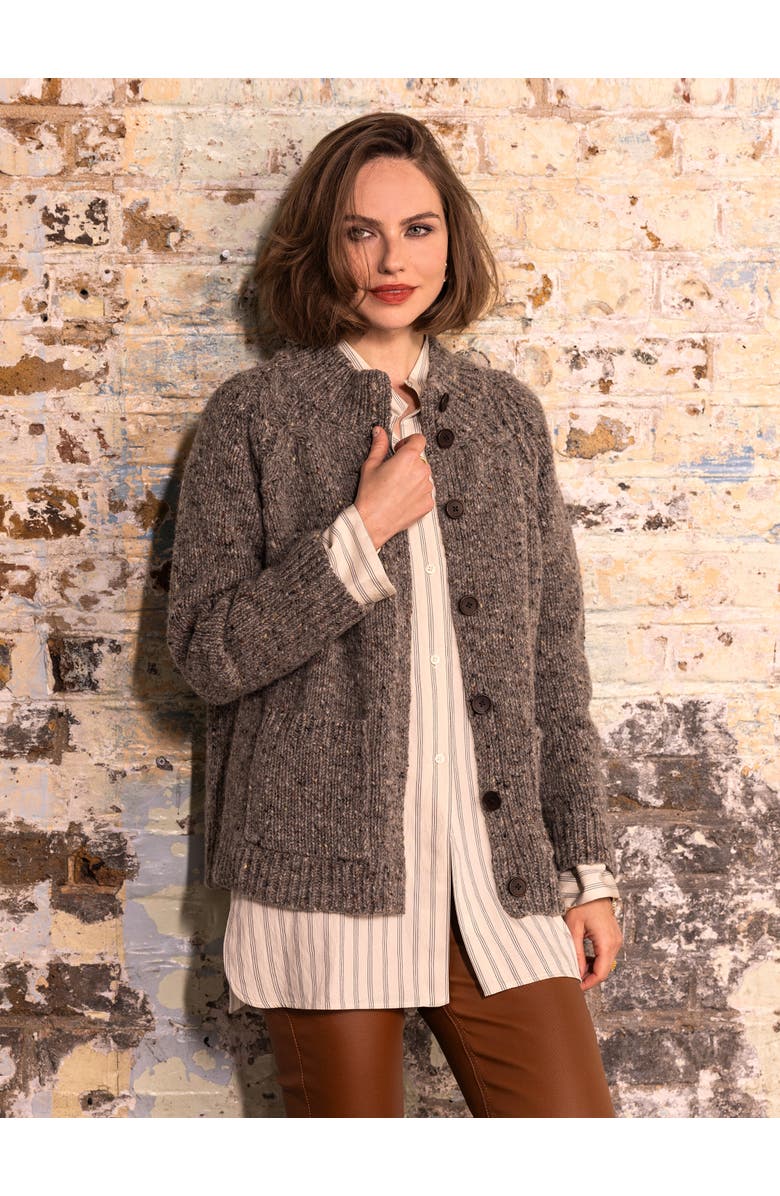 Celtic & Co. Donegal Funnel Neck Cardigan, Alternate, color, 