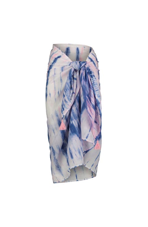 Cotton Saline Pareo Rose Blue Shibori