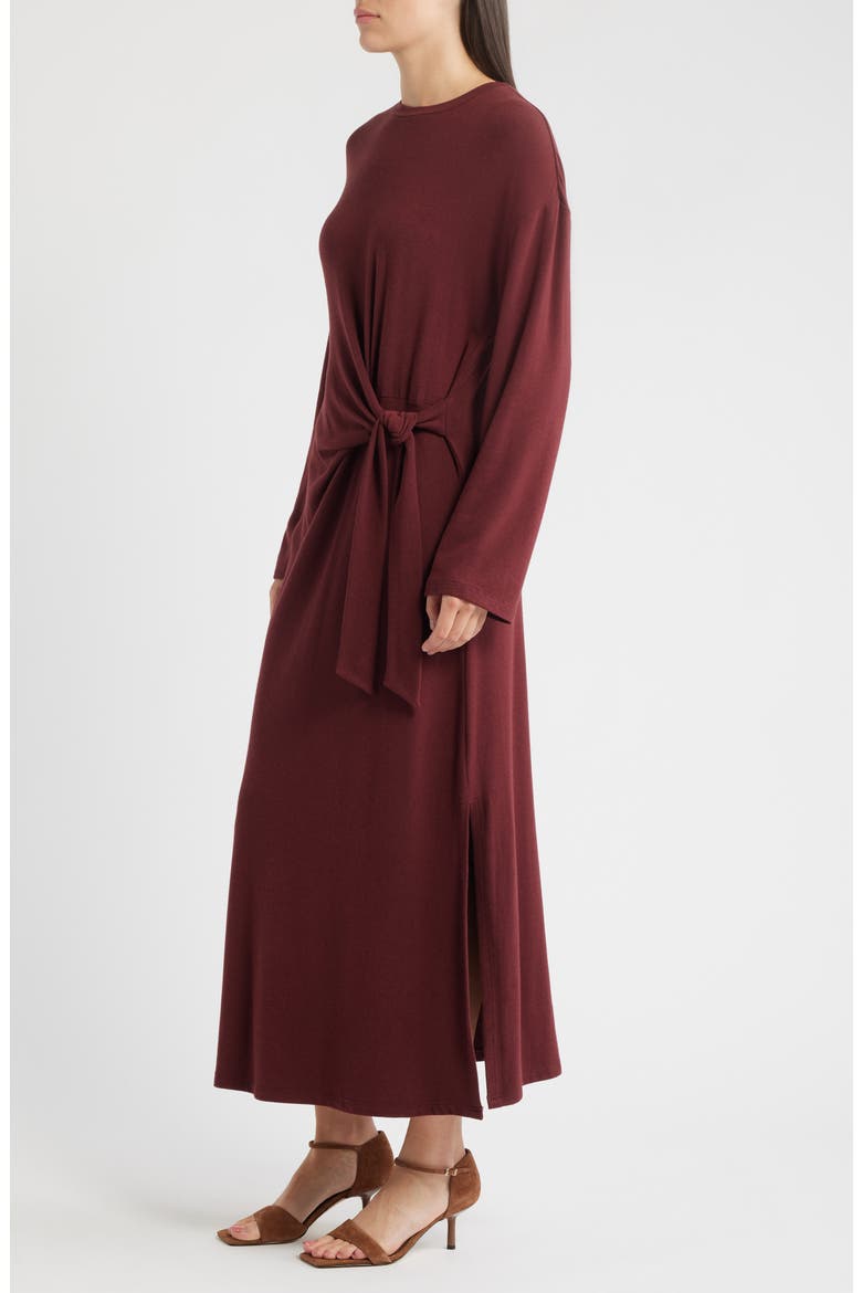 Valeriane Long Sleeve Side Tie Dress, Alternate, color, BORDEAUX