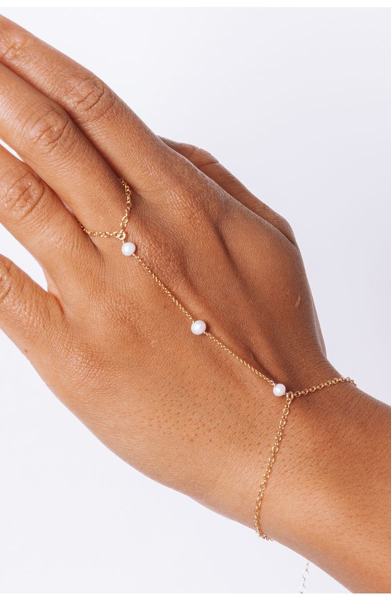 Set & Stones Bobbi Pearl Hand Chain, Alternate, color, Gold
