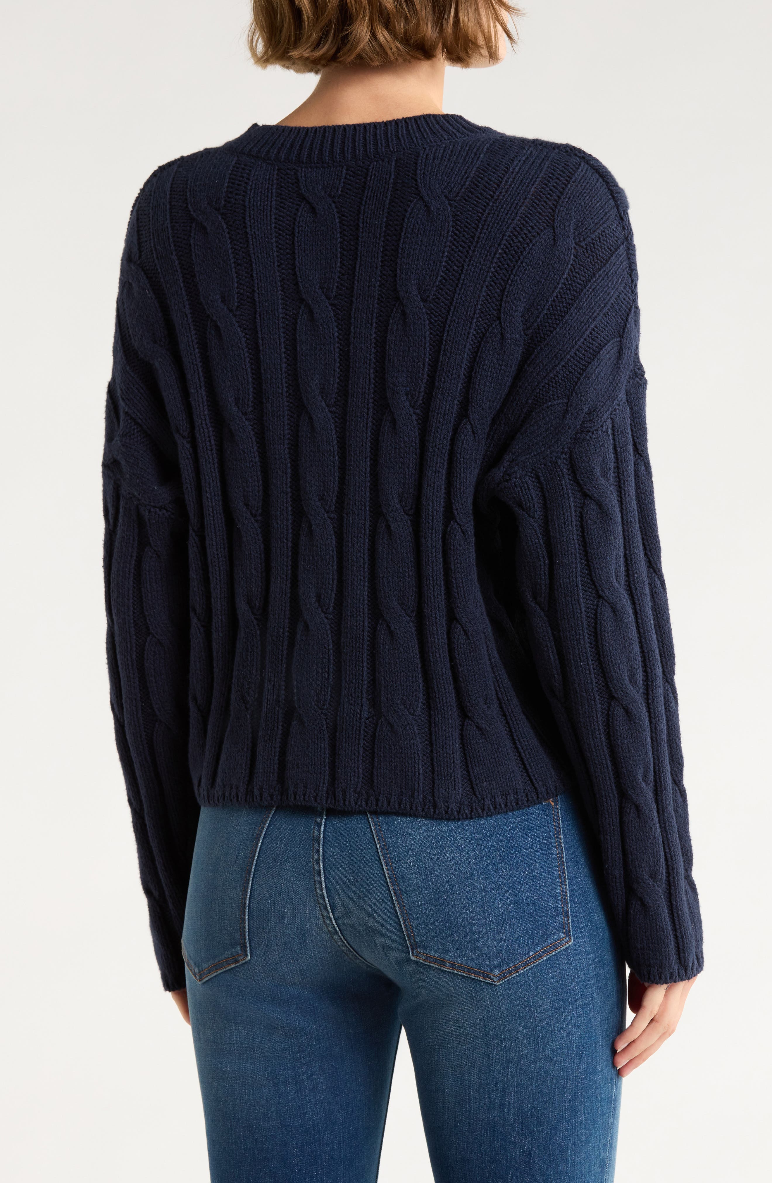 Cable Knit V-Neck Crop Sweater - image 2
