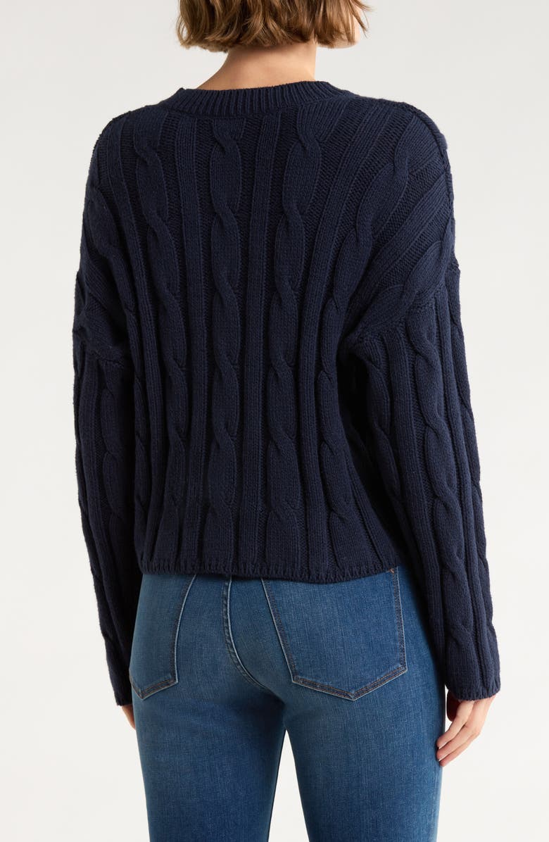 Madewell Cable Knit V-Neck Crop Sweater, Alternate, color, Deep Indigo