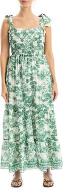 MAX STUDIO Print Tie Strap Maxi Dress