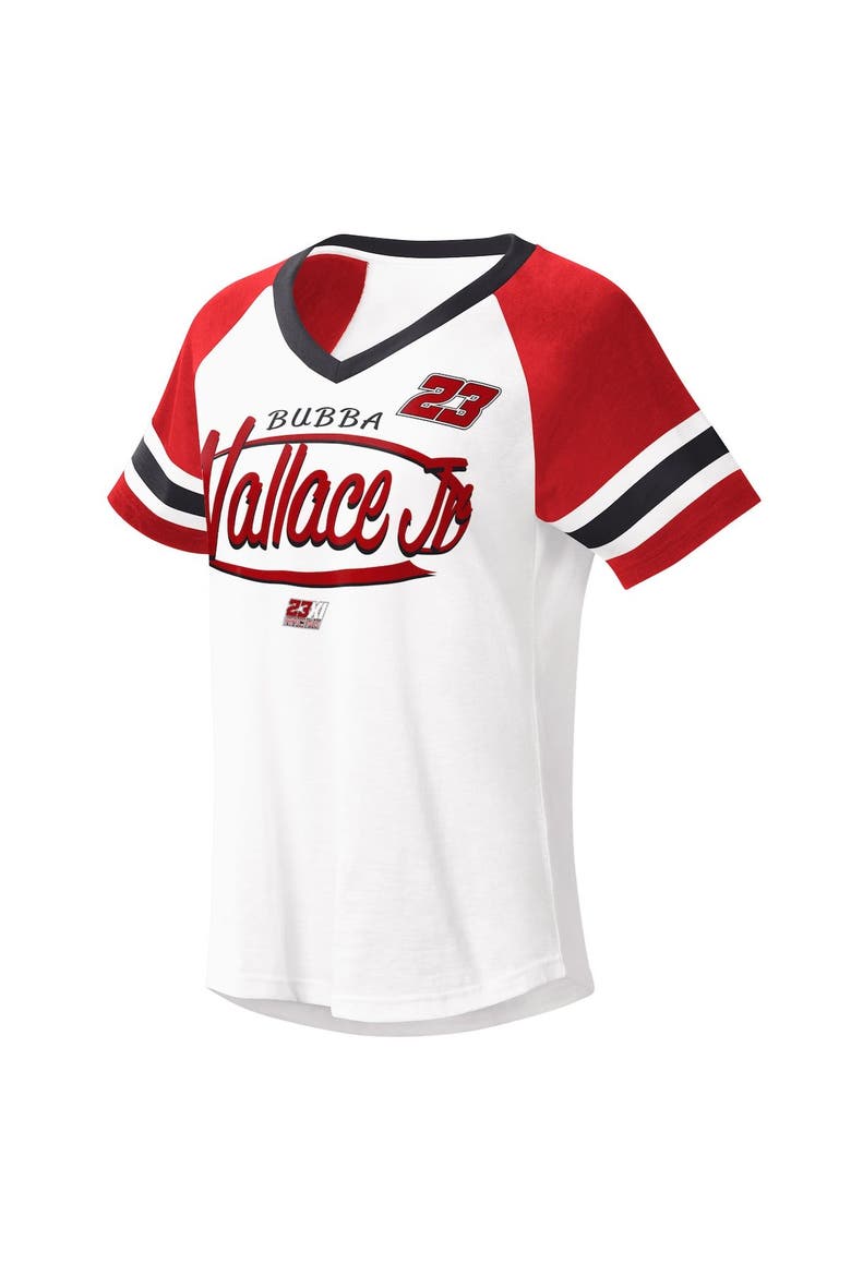 Women's G-III 4Her by Carl Banks White/Red Bubba Wallace Circus Catch V-Neck T-Shirt, Alternate, color, White