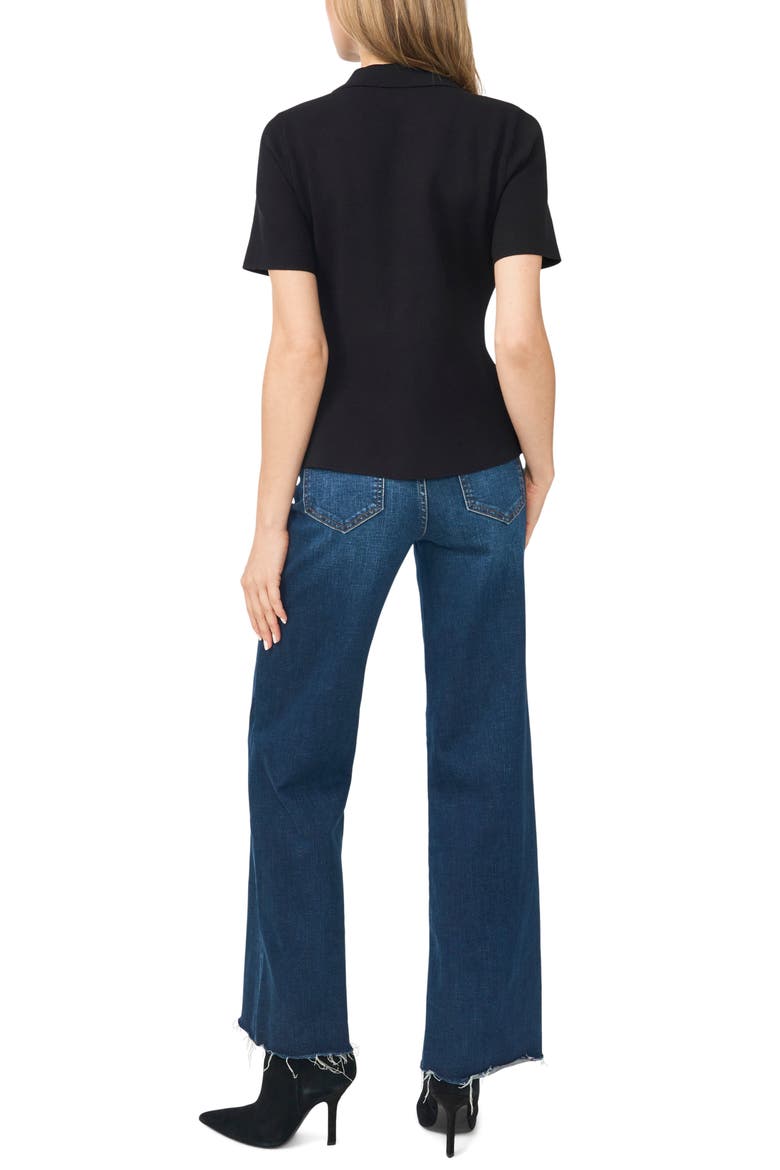 Eva Collar Peplum Short Sleeve Cardigan, Alternate, color, RICH BLACK