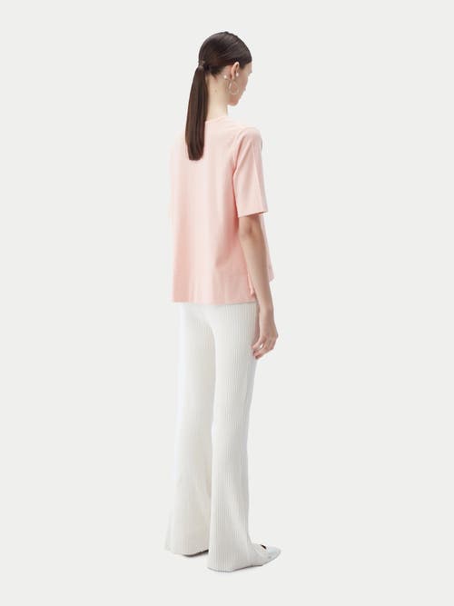 Gobi Mongolian Cashmere Box-cut Cotton Silk Cashmere Blend T-shirt In Primrose Pink