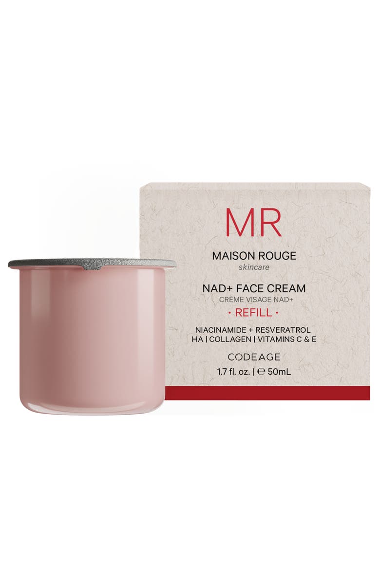 NAD+ Face Cream Refill, Resveratrol, Collagen, Hyaluronic Acid, Aloe Vera, Main, color, White