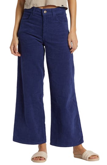 Shop Billabong Be Free Wide Leg Corduroy Pants In Sea Indigo