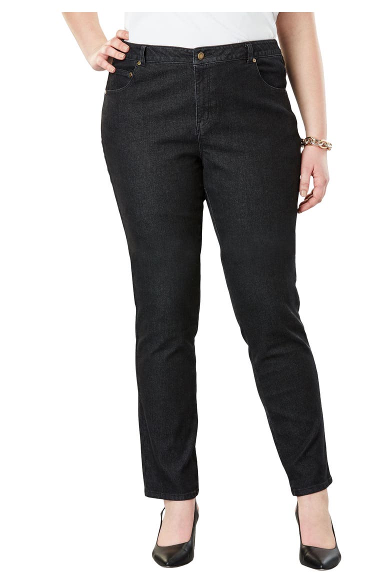 True Fit Stretch Denim Straight Leg Jean, Main, color, BLACK