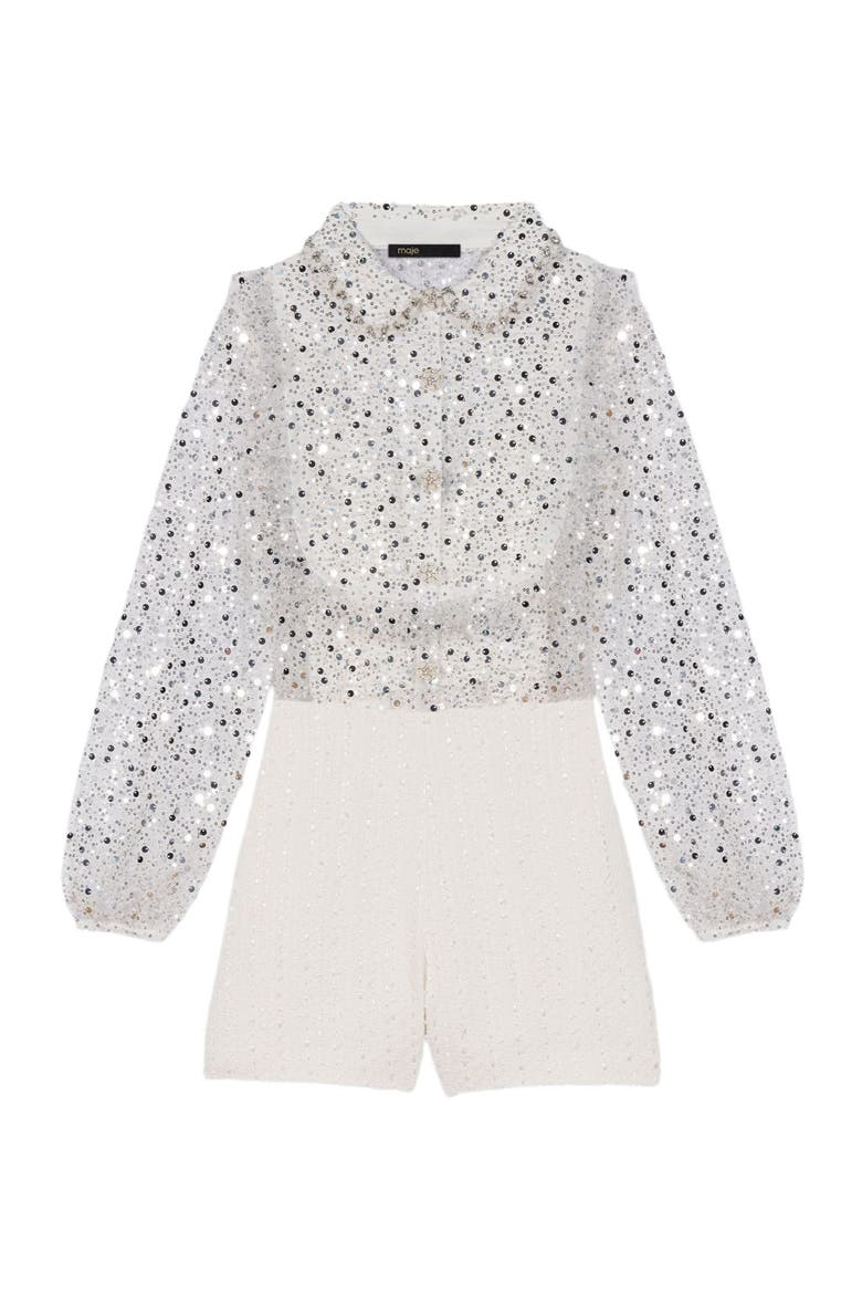 Tweed playsuit, Main, color, Ecru