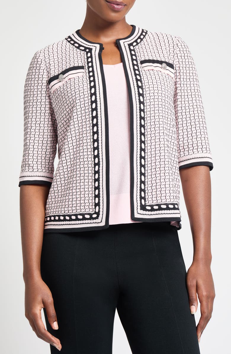 Ming Wang Textured Lace Trim Jacket, Main, color, 