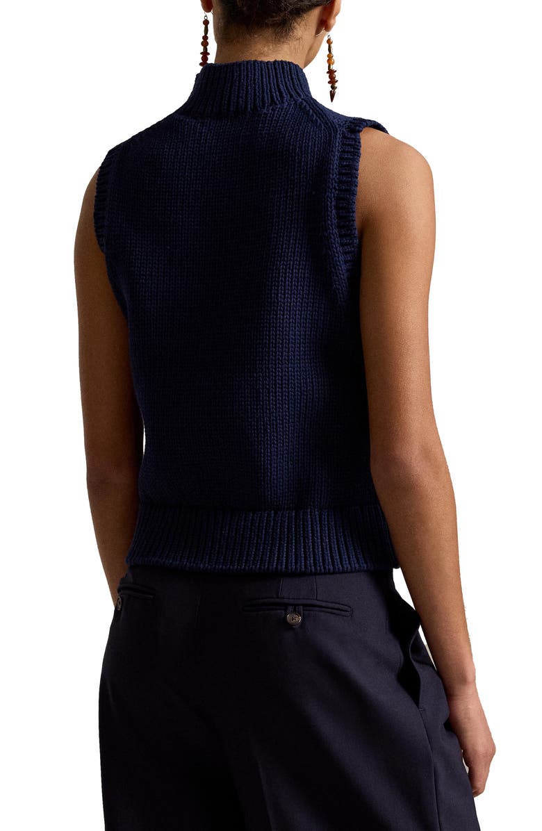 Polo Ralph Lauren Sleeveless Cotton Blend Turtleneck Sweater, Alternate, color, Cruise Navy