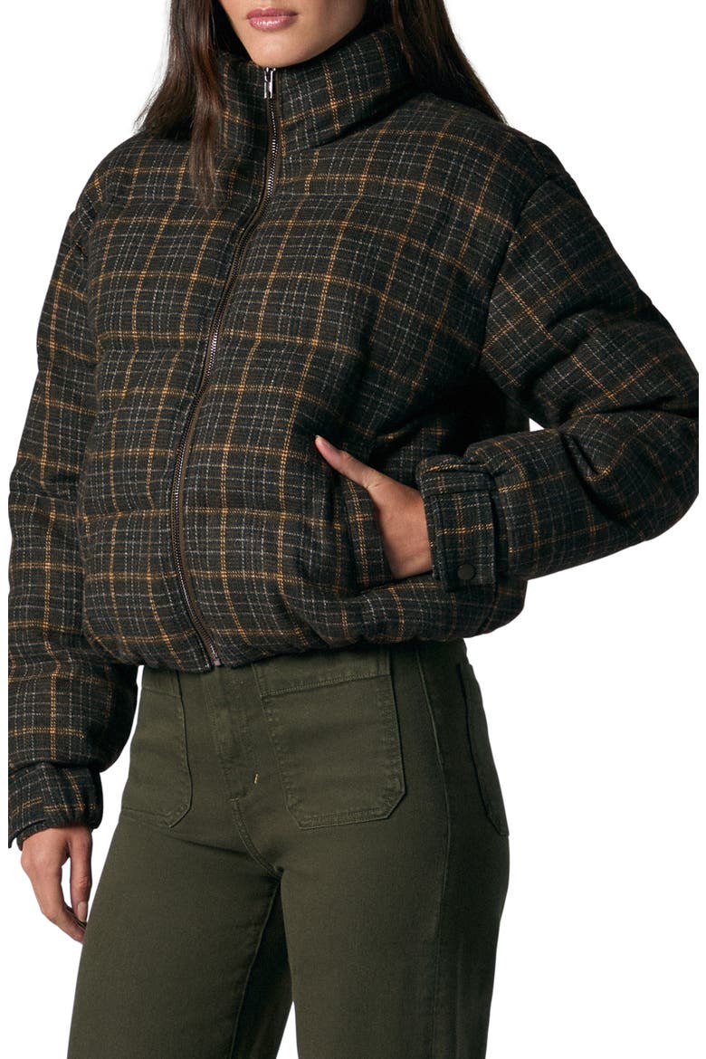 Bruna Plaid Wool Blend Puffer Jacket, Alternate, color, MOSS MULTI PLAID