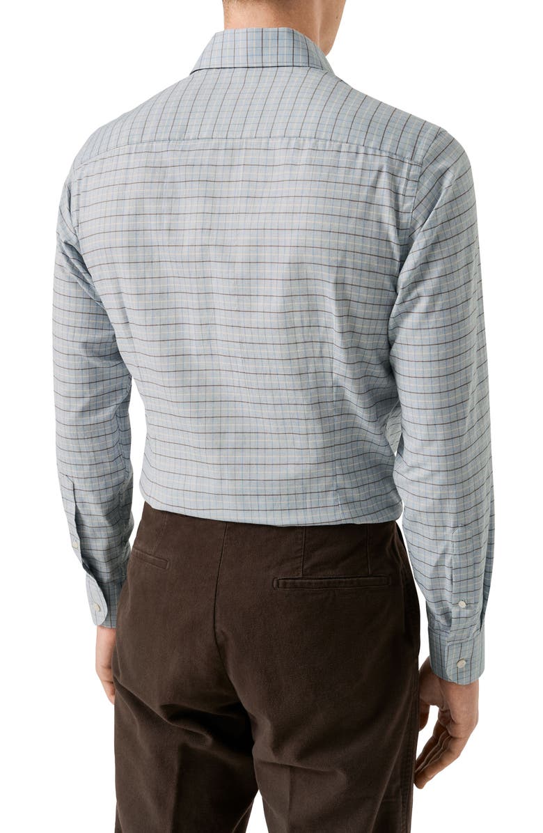 Eton Slim Fit Check Flannel Dress Shirt, Alternate, color, Light Blue