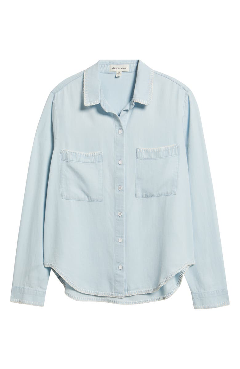 Cloth & Stone Blanket Stitch Accent Button-Up Shirt, Alternate, color, Coastal Fade Wash