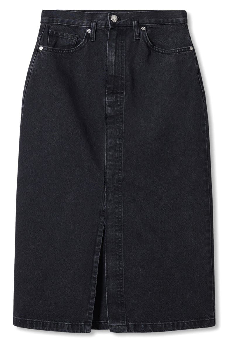Denim Midi Skirt, Alternate, color, OPEN GREY