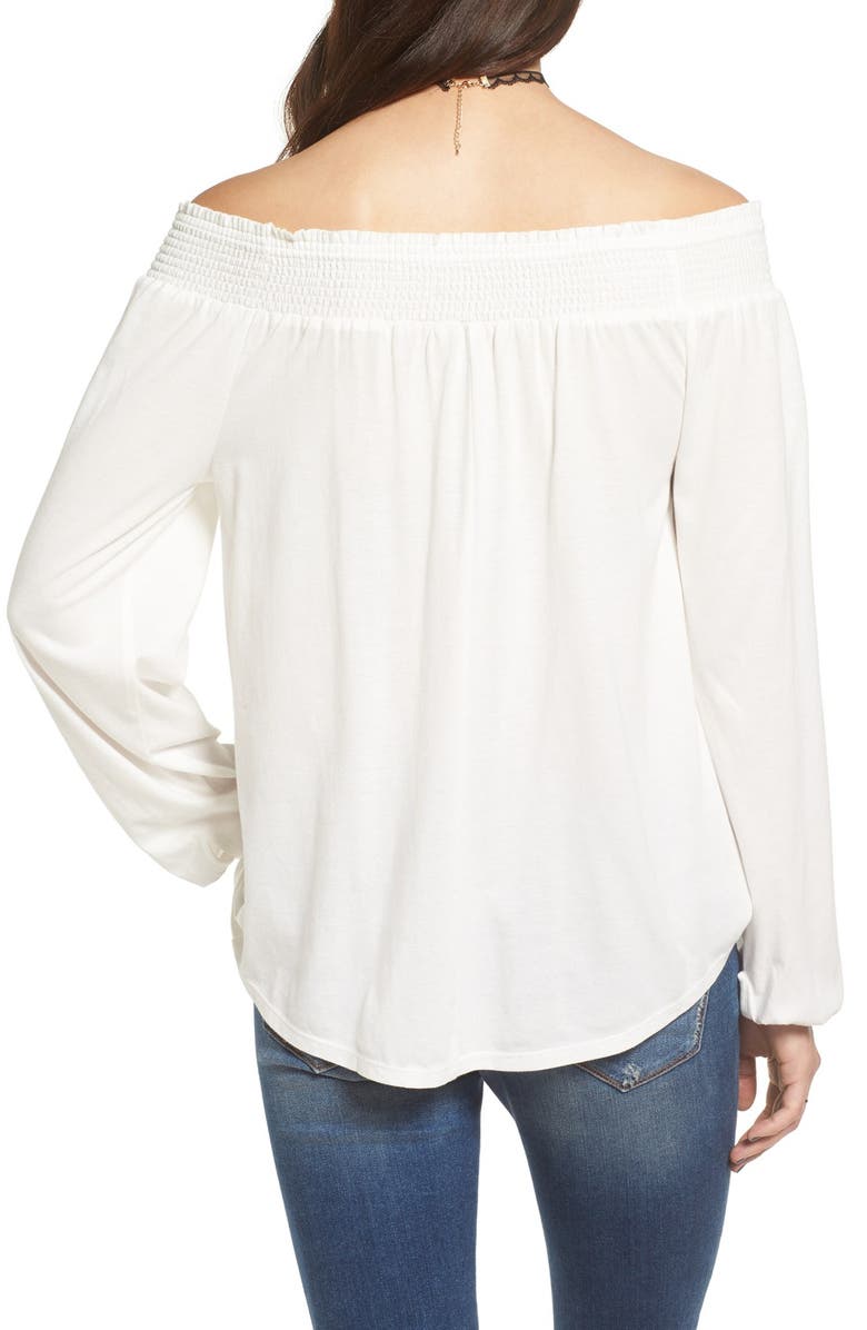 Chloe & Katie Off the Shoulder Surplice Knit Tee, Alternate, color,