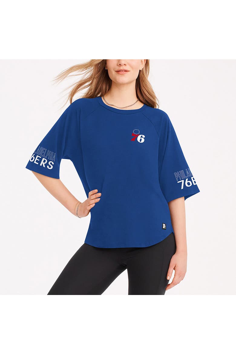 Women's DKNY Sport  Royal Philadelphia 76ers Diana Raglan Tri-Blend Oversized T-Shirt, Main, color, Royal