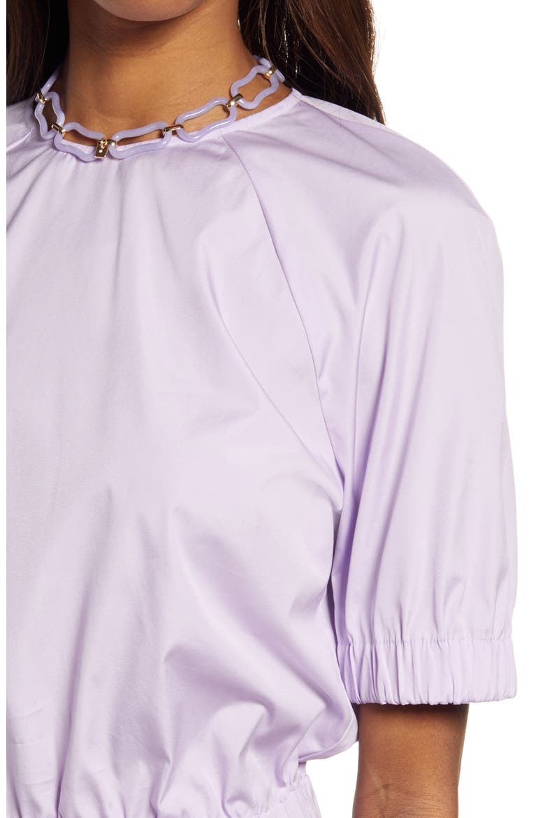 Organic Cotton Poplin Crop Blouse, Alternate, color, PURPLE BLOOM
