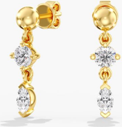 Everlee Petite Round and Marquise Dangle Lab Diamond Studs in 14K Gold