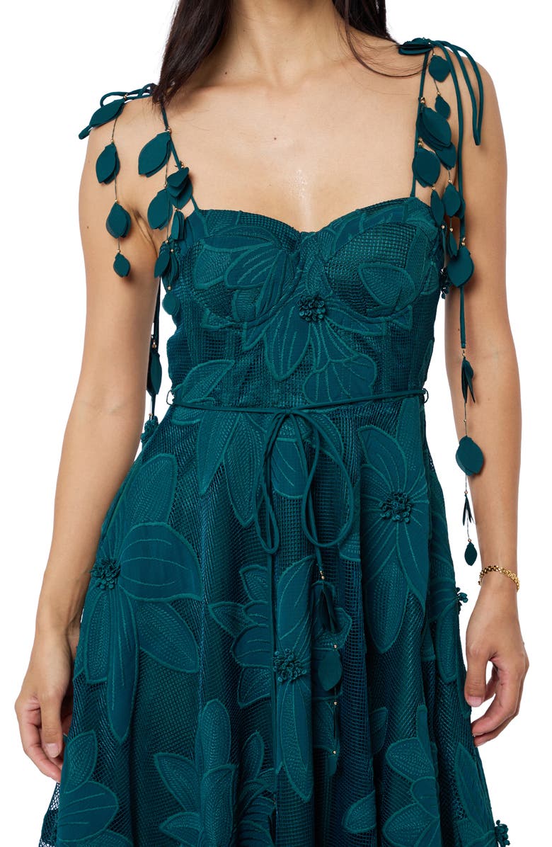 CIEBON Emilia Bustier Lace Midi Cocktail Dress, Alternate, color, Forest