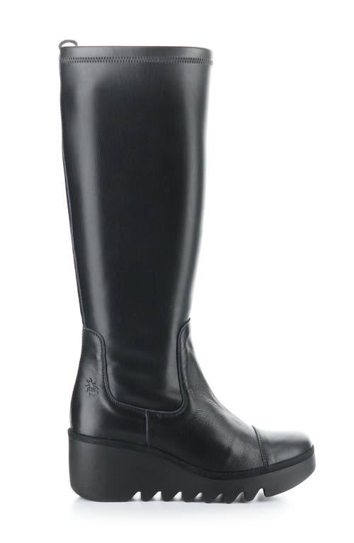 Fly London Budi Knee High Wedge Boot In Black