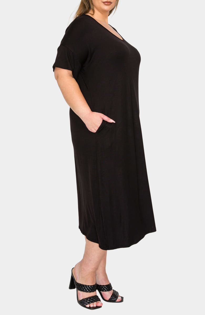 L I V D Olivia Short Sleeve Midi Dress, Alternate, color, Black