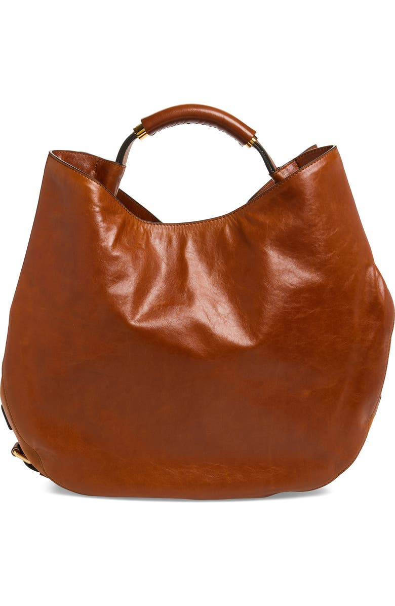 Moschino Handle Me Leather Hobo Bag, Main, color, Hide 20A Od9