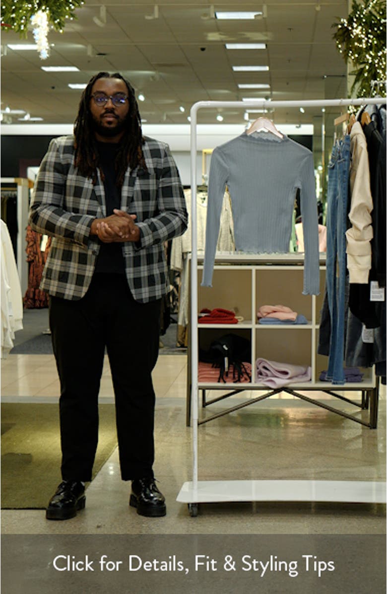 Lettuce Edge Mock Neck Long Sleeve Rib Top, sales video thumbnail