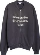 Acne Studios Logo Zip Front Cotton Blend Sweatshirt