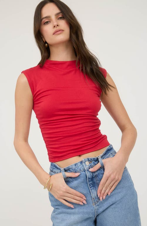 Blu Pepper Side Ruched Cap Sleeve Top In Red