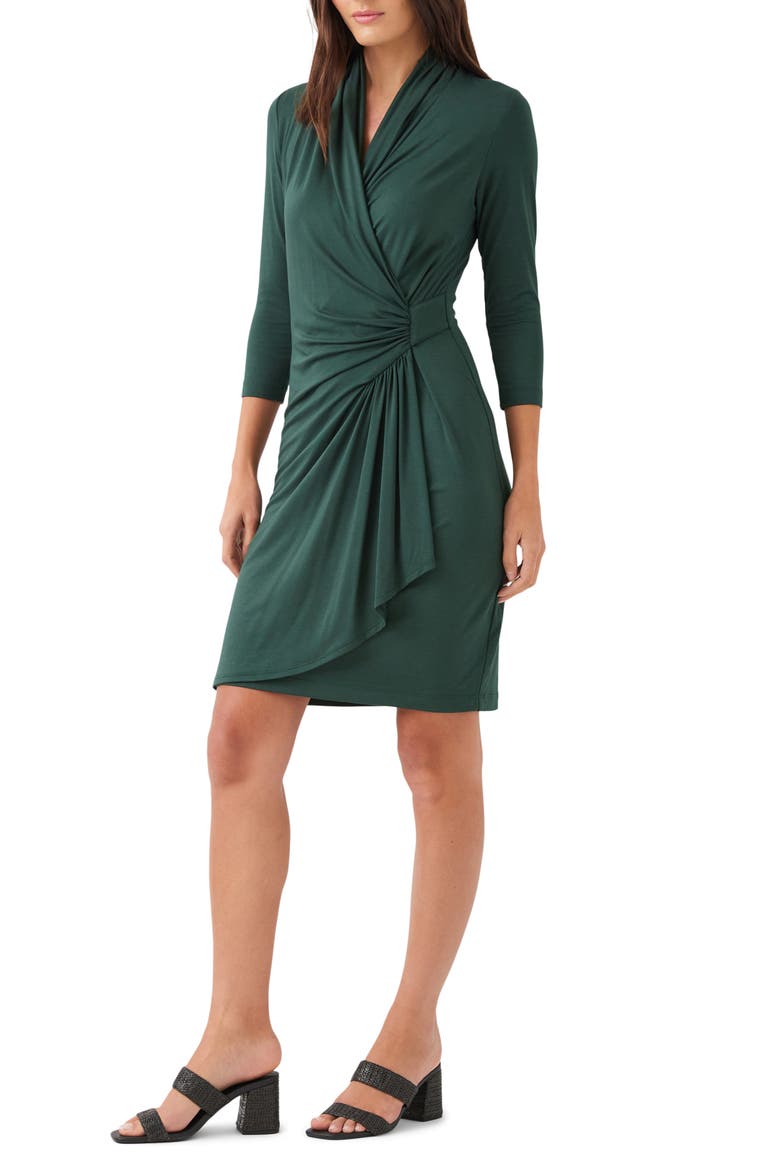 Cascade Faux Wrap Dress, Alternate, color, FOREST GREEN