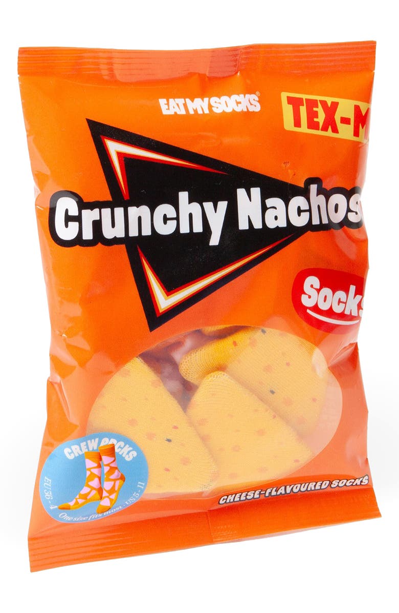 doiy Crunchy Nachos 3D Crew Socks, Alternate, color, Orange Multi
