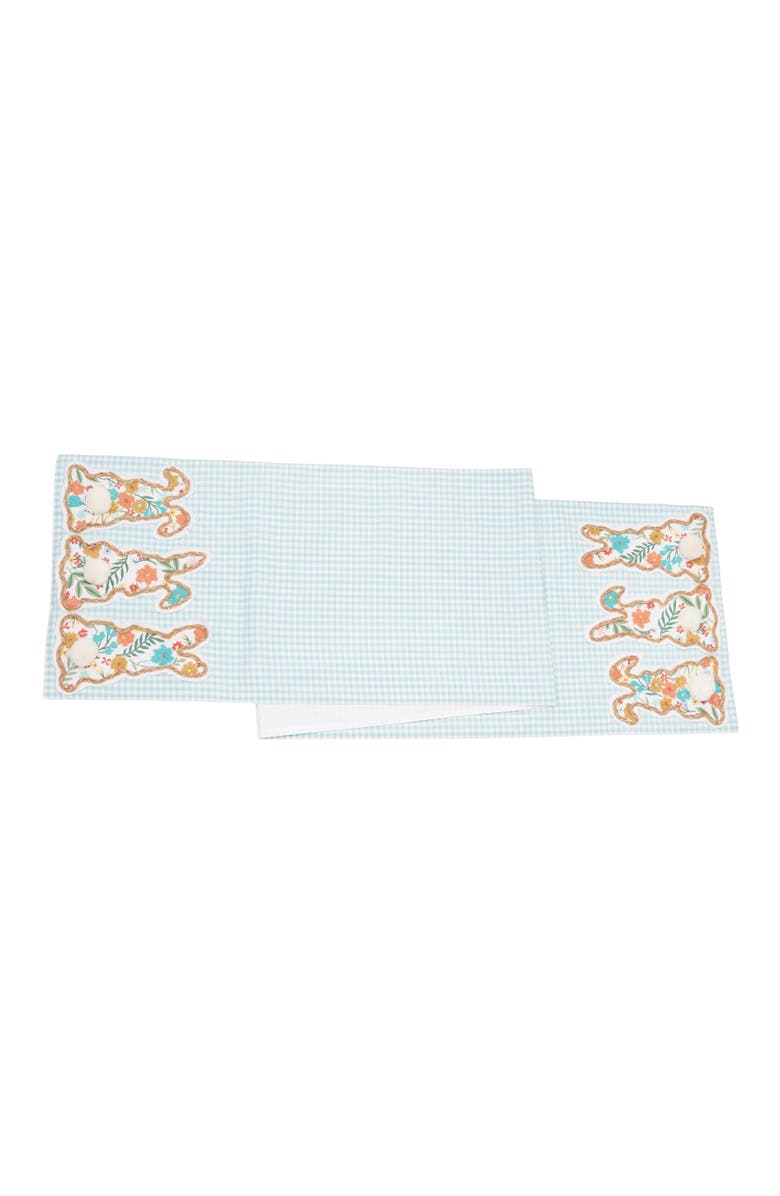 C&F Home Blossom Bunny Trio Table Runner 14" x 72", Main, color, Blue