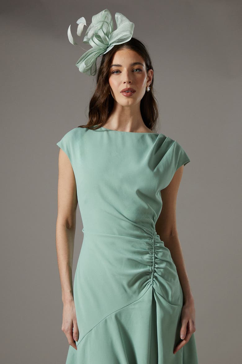 Drape Side Cap Sleeve Midi Dress, Alternate, color, Sage