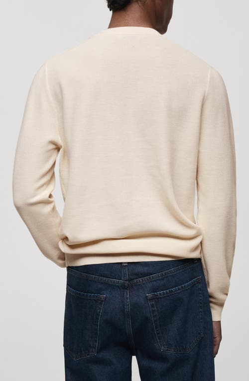 Mango Microstructure Crewneck Sweater In Off White