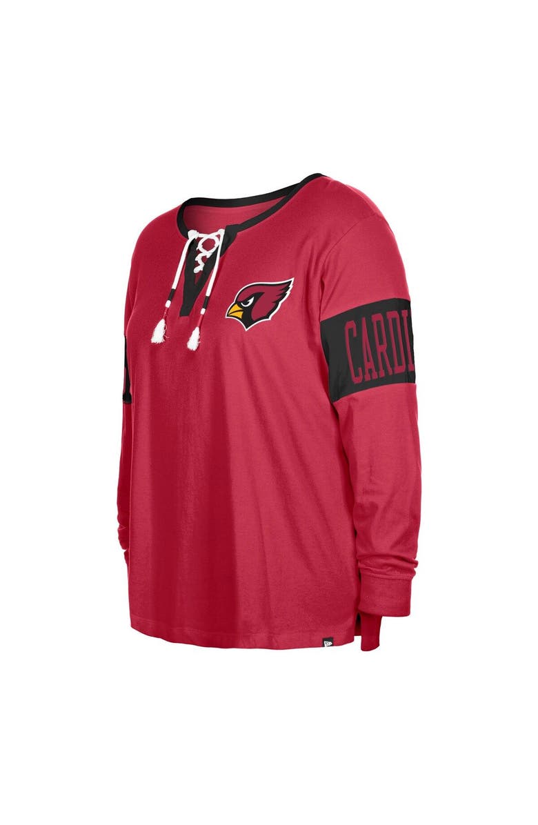 New Era Women's New Era  Cardinal Arizona Cardinals Plus Size Lace-Up Notch Neck Long Sleeve T-Shirt, Alternate, color, Cardinal