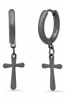18K Yellow Gold Plated Cross Hoop Earrings