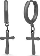STEELTIME 18K Yellow Gold Plated Cross Hoop Earrings