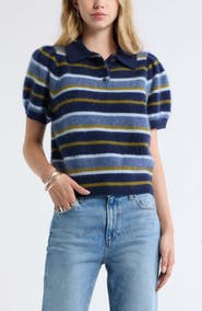 Treasure & Bond Brushed Wool & Cashmere Blend Polo Sweater