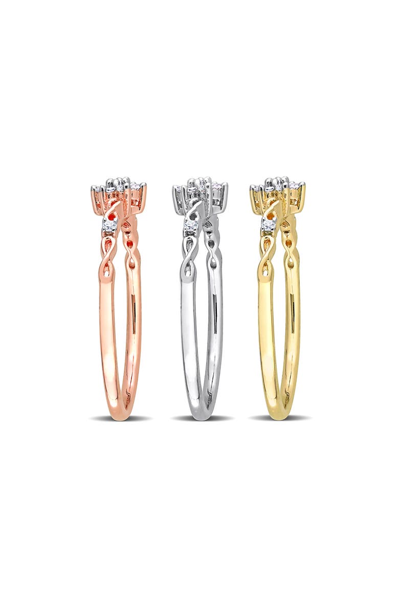 Set Of 3 Floral Diamond Rings - 0.27ct., Alternate, color, MULTI
