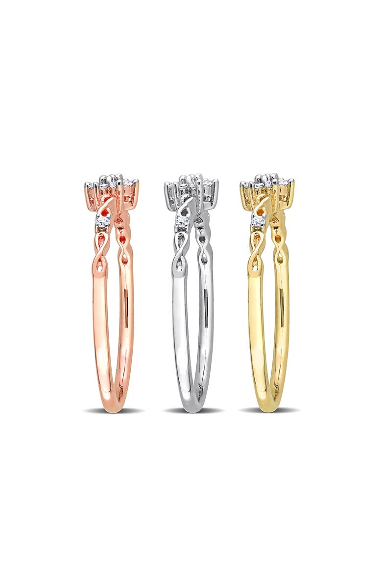 DELMAR Set Of 3 Floral Diamond Rings - 0.27ct., Alternate, color, Multi