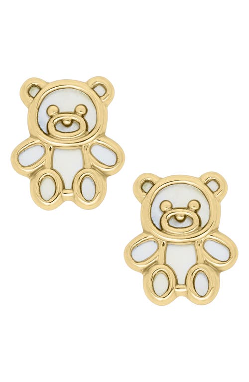 Mignonette 14K Gold Teddy Bear Stud Earrings 