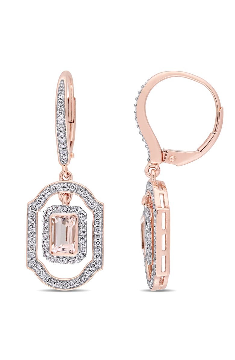 Julianna B. Morganite & Diamond Dangle Earrings 14k White Gold, Main, color, 