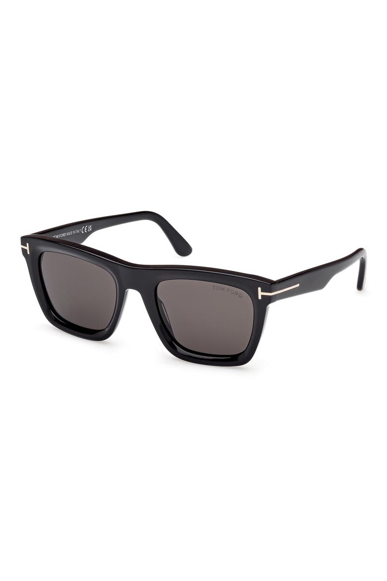 Lelio 53mm Square Sunglasses, Alternate, color, SHINY BLACK ECO / SMOKE LENSES