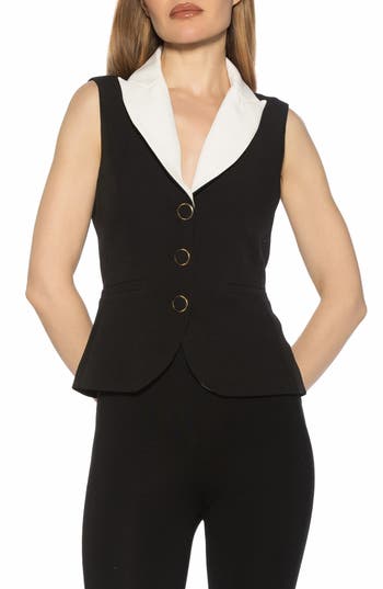 Alexia Admor Kai Peak Lapel Vest in Black/White at Nordstrom Rack, Size 8