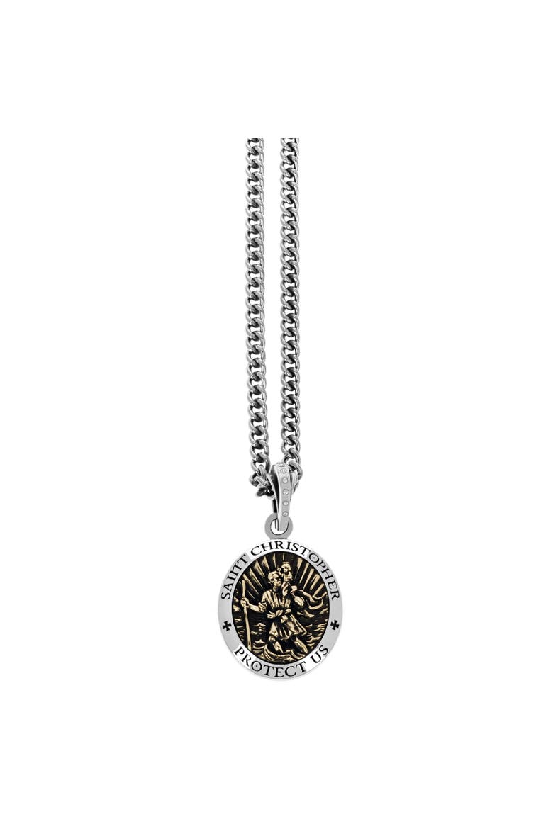 Saint Christopher Pendant with Gold Tone Alloy, Main, color, Silver