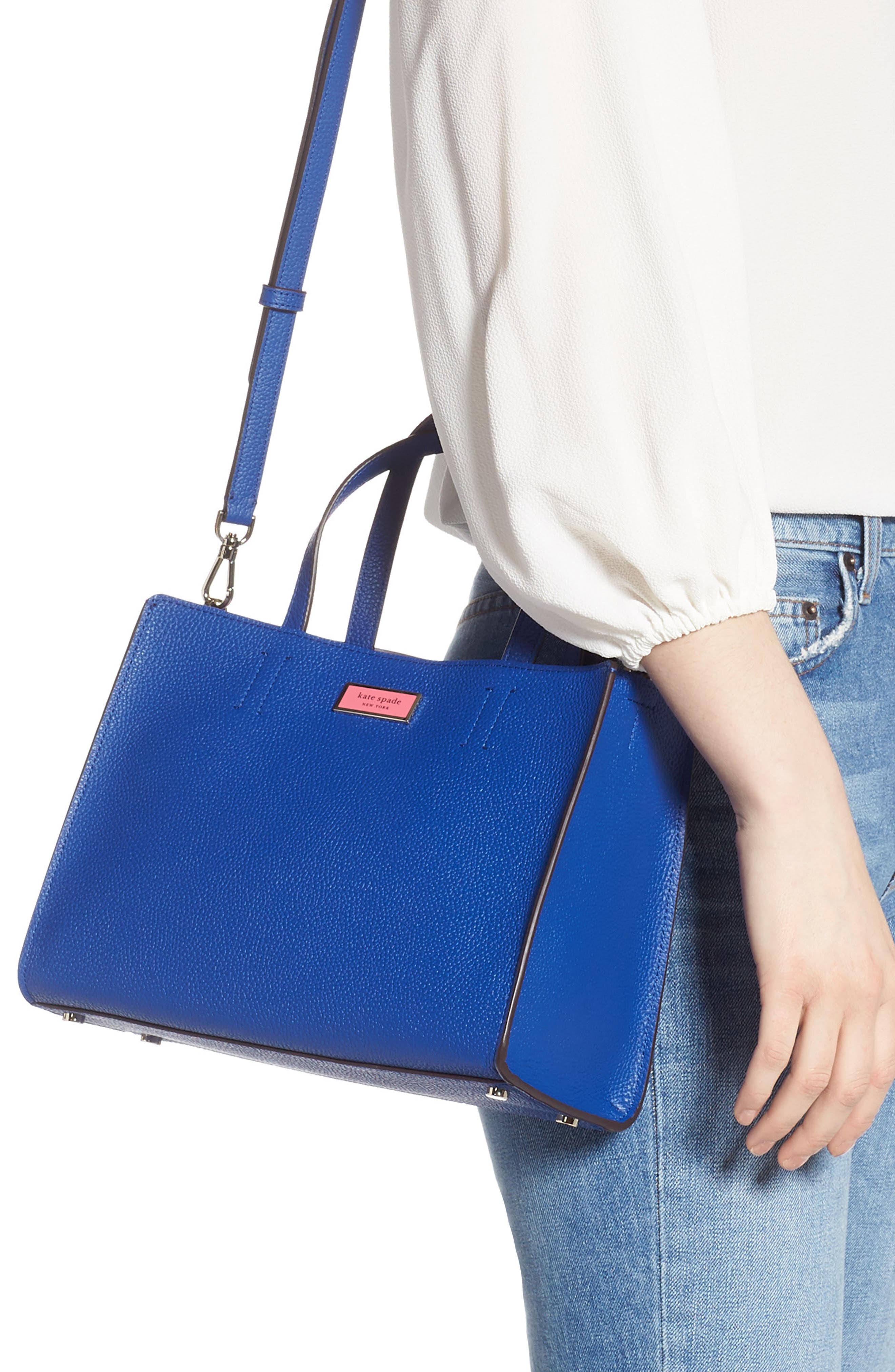 medium sam leather satchel, Alternate, color, MYSTIC BLUE